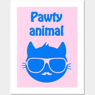 Pawty animal - cool & funny cat pun Posters and Art